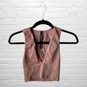 Out from Under by Urban Outfitters // V-Neck Ribbed Crop Top Mauve Color